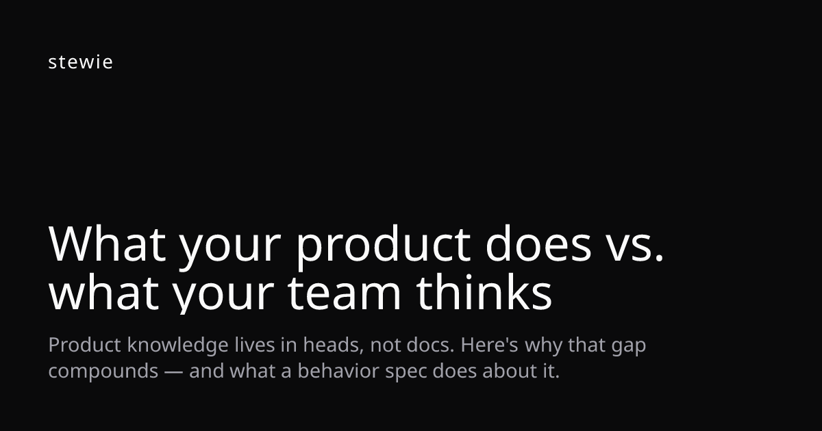What your product does vs. what your team thinks — Stewie